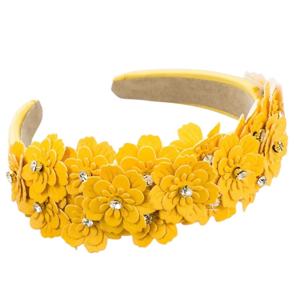 Yellow Floral Rhinestone Headband